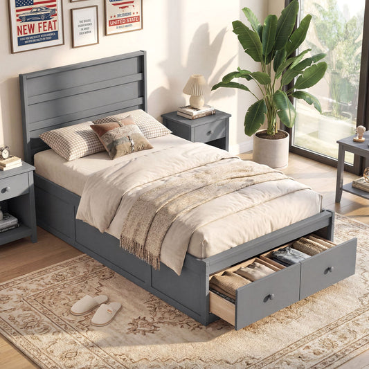 Twin Size Bed Frame with Storage Drawers and Headboard - Tampa Home & Garden Store