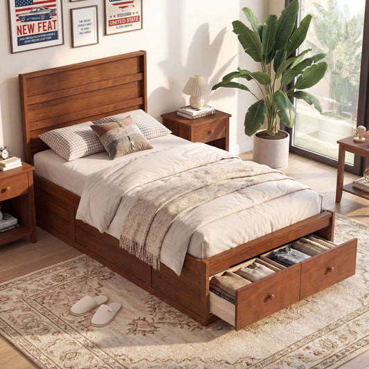 Twin Size Bed Frame with Storage Drawers and Headboard - Tampa Home & Garden Store