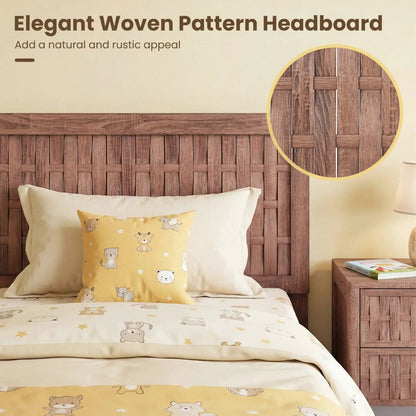 Twin Bed Frame Mid Century With Woven Headboard
