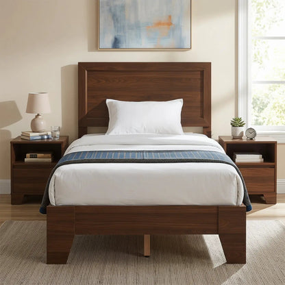 Twin Platform Bed Frame with Headboard Sturdy