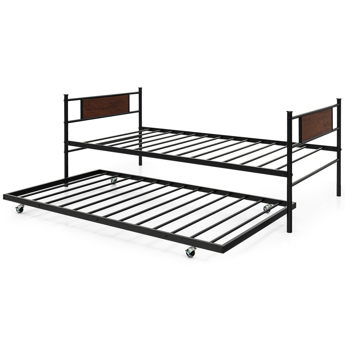 Base de cama nido doble 2 en 1 con cama auxiliar extraíble