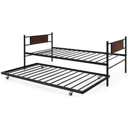 Base de cama nido doble 2 en 1 con cama auxiliar extraíble