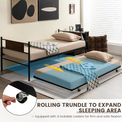 Base de cama nido doble 2 en 1 con cama auxiliar extraíble