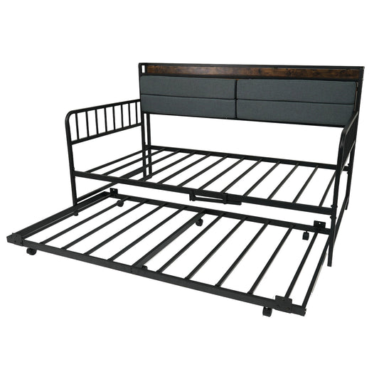 Twin Size Daybed with Trundle and Metal Bed Frame with Headboard - Tampa Home & Garden Store