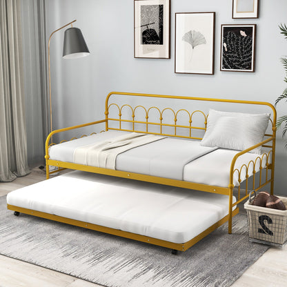 Twin size golden metal daybed with trundle and lockable wheels DirectDeals on Tampa Home & Garden Store