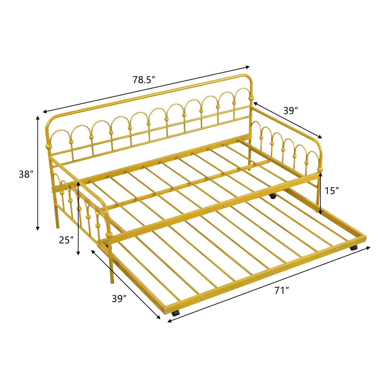 DirectDeals golden metal twin-size daybed frame with trundle and lockable wheels on Tampa Home & Garden Store
