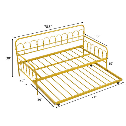 DirectDeals golden metal twin-size daybed frame with trundle and lockable wheels on Tampa Home & Garden Store
