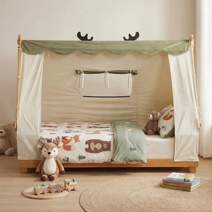 Twin Size House Floor Bed with Tent Canopy