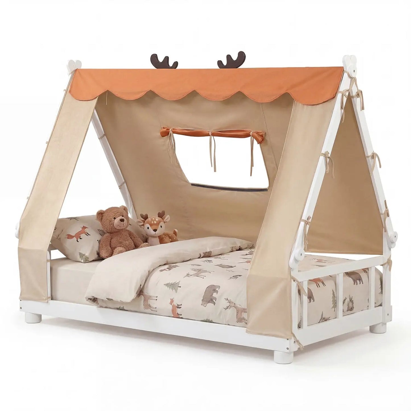 Twin Size House Floor Bed with Tent Canopy