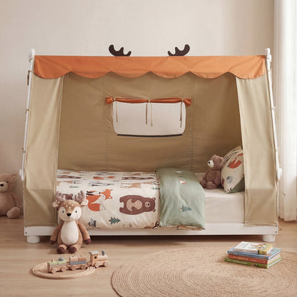 Twin Size House Floor Bed with Tent Canopy