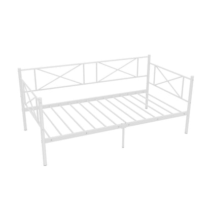 Cama de plataforma individual con soporte de láminas de metal resistente - Negro