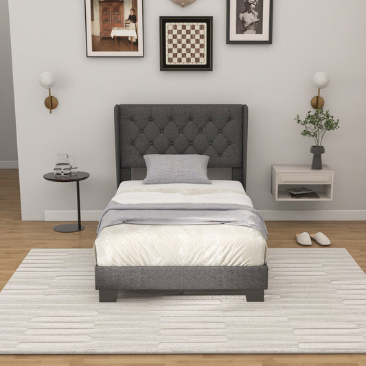 Twin/Full/Queen Size Upholstered Platform Bed with Button Tufted Headboard-Twin Size - Tampa Home & Garden Store