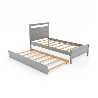Estructura de cama individual de madera con nido para adolescentes y adultos - Gris