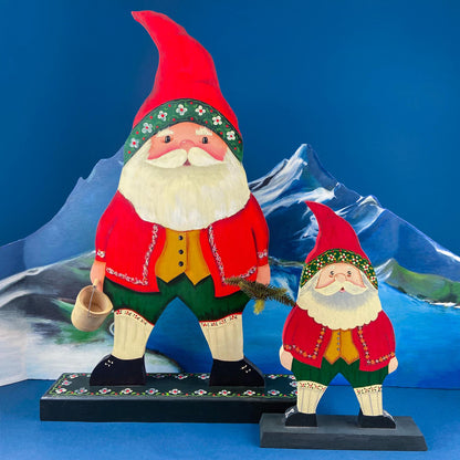 Two Large Hand-Painted on Wood German Santas or Elves. Rare Belsnickles in Traditional Folk  Dress. Nordic Christmas Decor. Home Retail Display. - Tampa Home & Garden Store