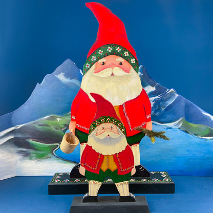 Two Large Hand-Painted on Wood German Santas or Elves. Rare Belsnickles in Traditional Folk  Dress. Nordic Christmas Decor. Home Retail Display. - Tampa Home & Garden Store
