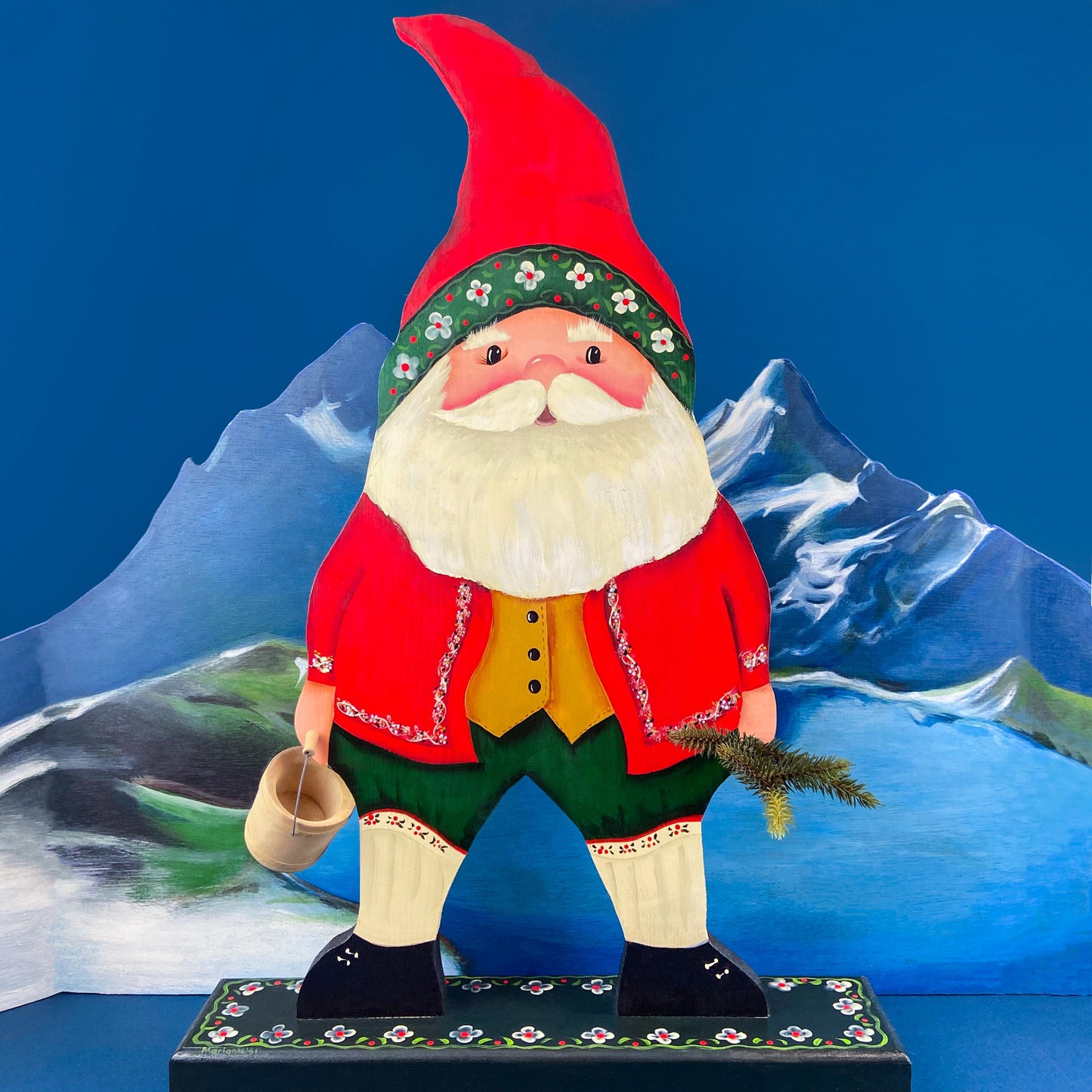 Two Large Hand-Painted on Wood German Santas or Elves. Rare Belsnickles in Traditional Folk  Dress. Nordic Christmas Decor. Home Retail Display. - Tampa Home & Garden Store