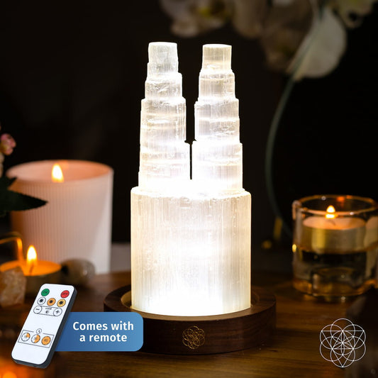 Two-Tower Selenite Lamp – Deep Energy Cleanse & Reset - Tampa Home & Garden Store