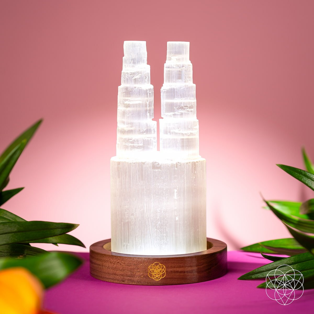 Two-Tower Selenite Lamp – Deep Energy Cleanse & Reset - Tampa Home & Garden Store