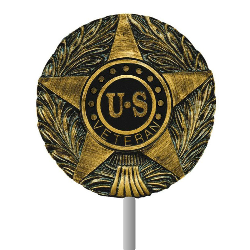 U.S. Veteran Grave Marker & Flag Holder with Aluminum Ground Spike - Made in USA - Tampa Home & Garden Store
