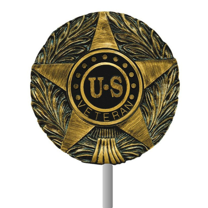 U.S. Veteran Grave Marker & Flag Holder with Aluminum Ground Spike - Made in USA - Tampa Home & Garden Store