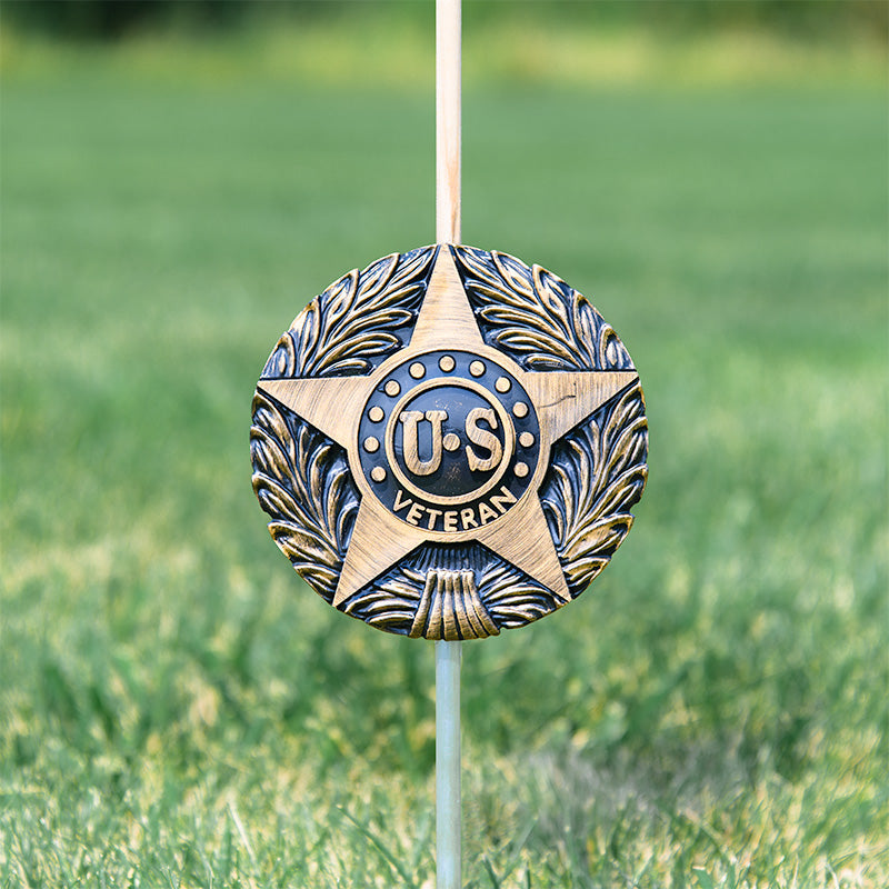 U.S. Veteran Grave Marker & Flag Holder with Aluminum Ground Spike - Made in USA - Tampa Home & Garden Store