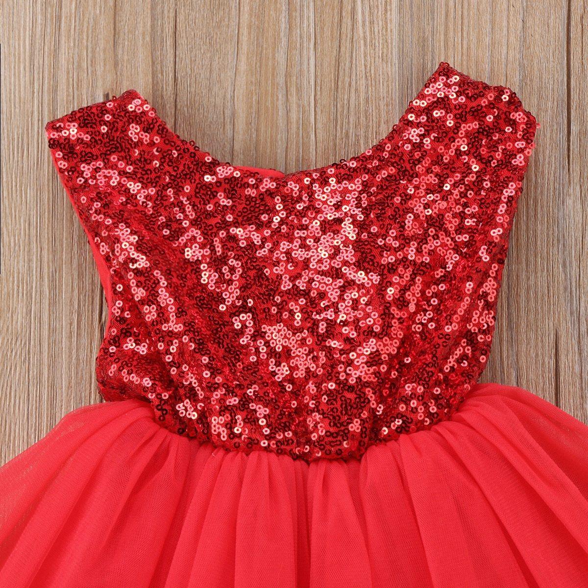 Baby girl red sequin dress with sleeveless bodice and tulle skirt Stevvex on Tampa Home & Garden Store