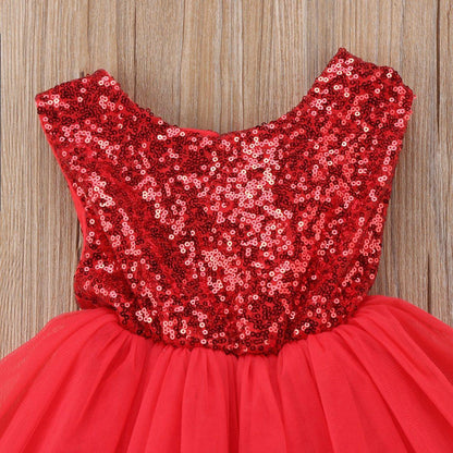 Baby girl red sequin dress with sleeveless bodice and tulle skirt Stevvex on Tampa Home & Garden Store