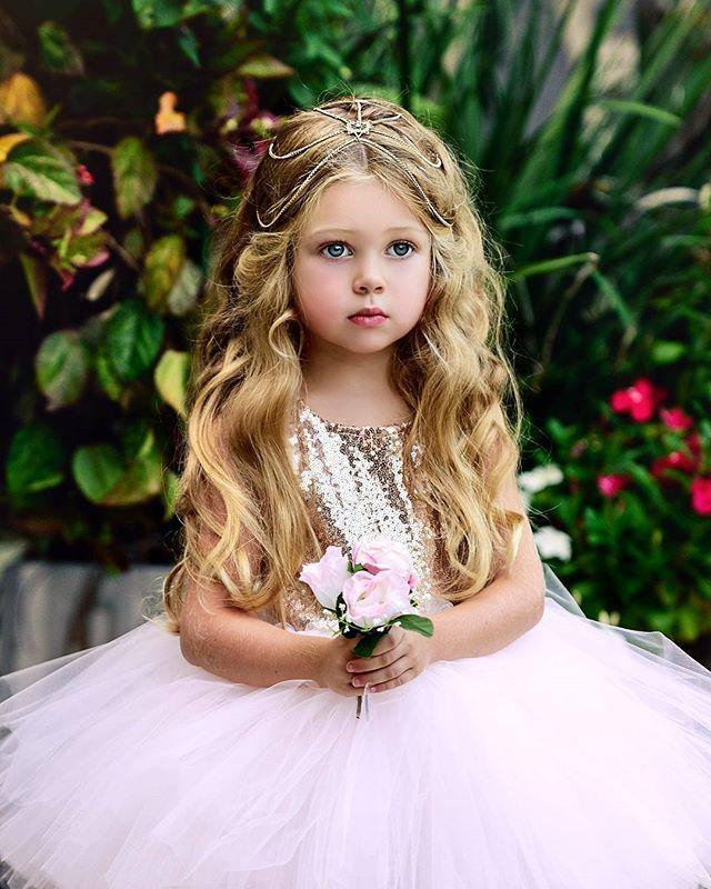 Stevvex baby girl sleeveless sequin wedding dress with gold bodice and white tulle skirt on Tampa Home & Garden Store