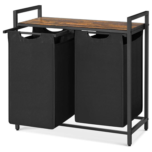 Clasificador de ropa industrial moderno de metal y madera, color negro/marrón