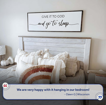 Give It To God And Go To Sleep II canvas by Tailored Canvases with white background black script on Tampa Home & Garden Store