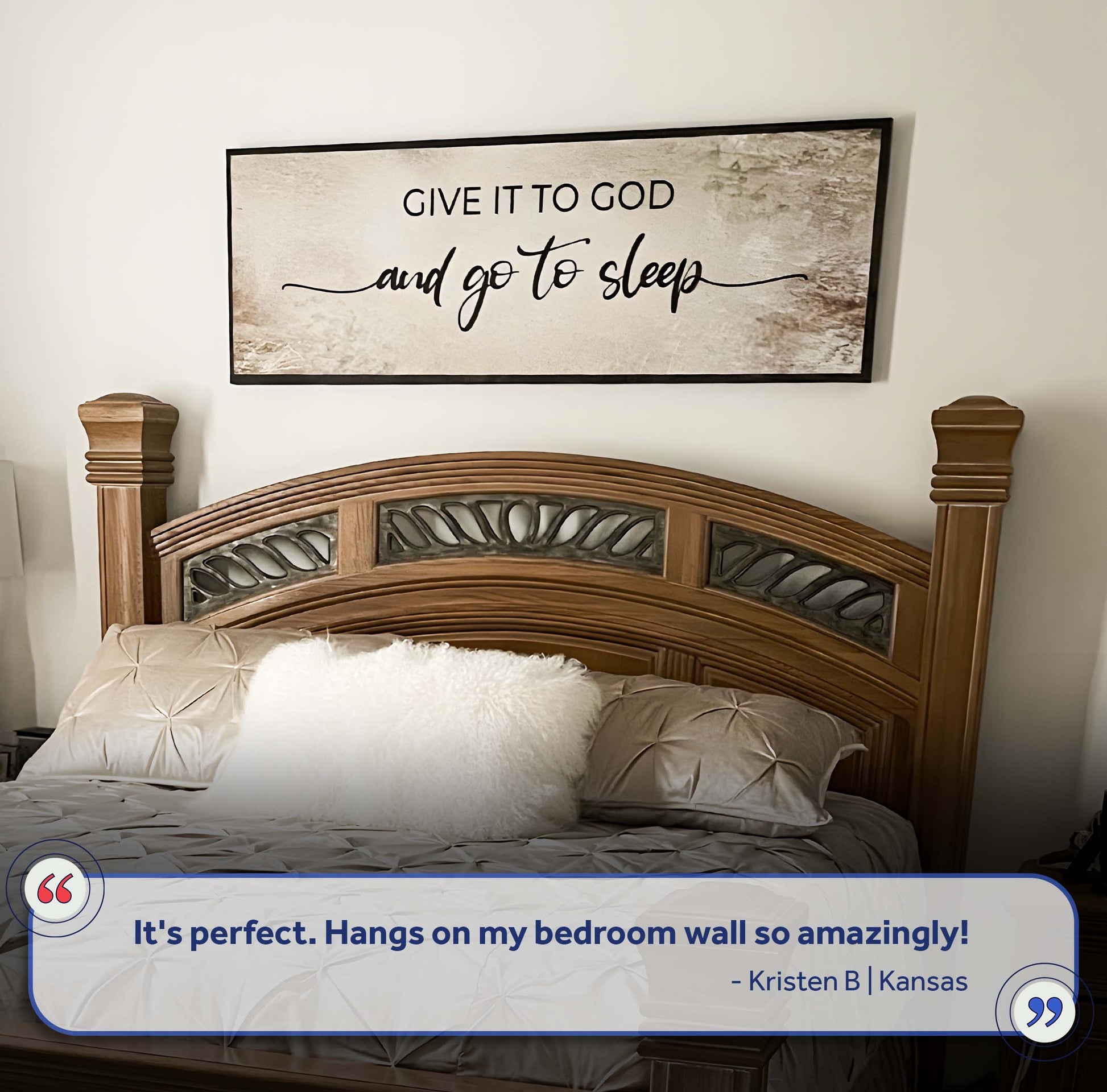 Give It To God And Go To Sleep Sign IV canvas by Tailored Canvases on beige background on Tampa Home & Garden Store