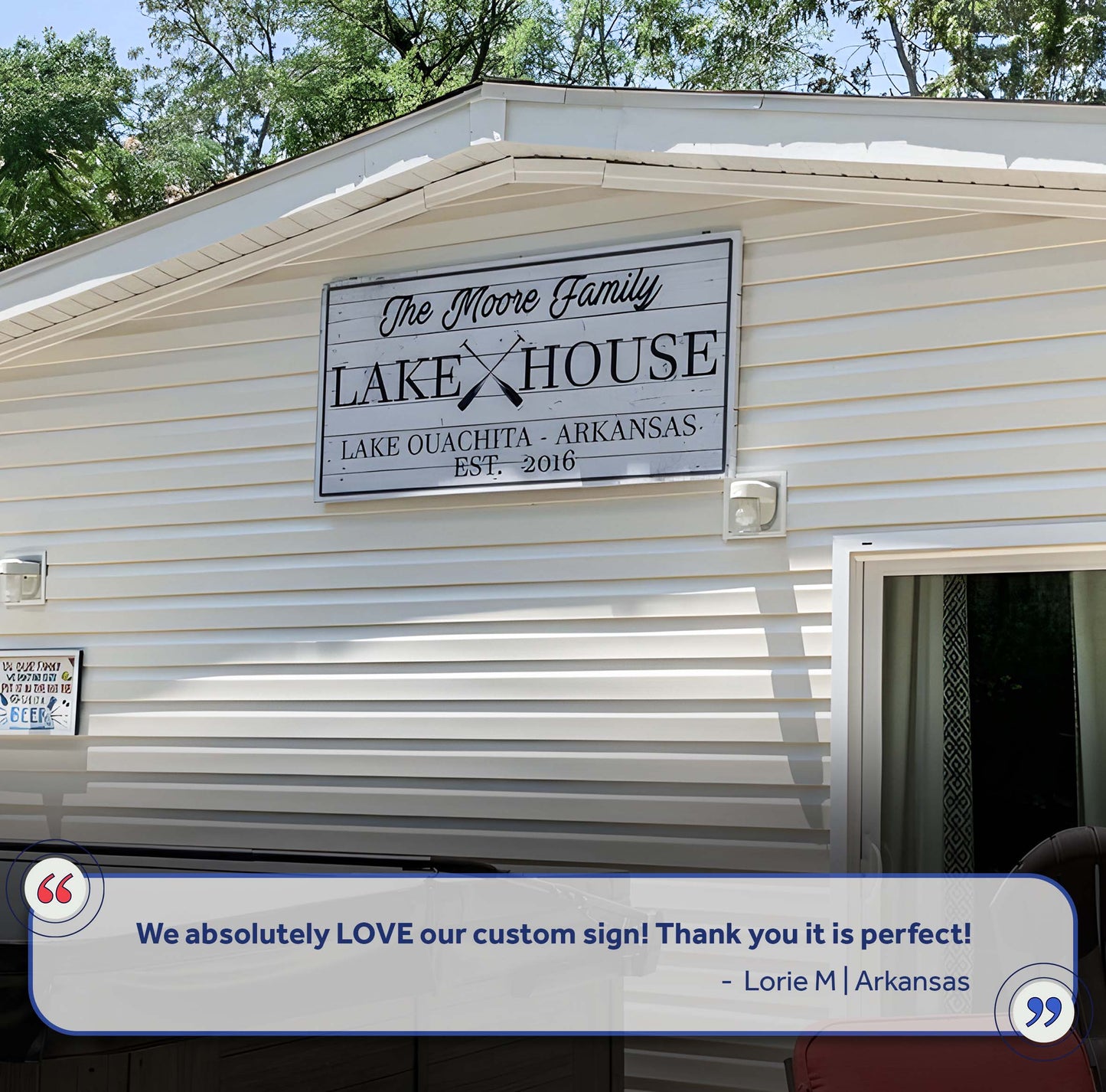 Family Lake House Paddle Sign canvas by Tailored Canvases with white panel and paddles on Tampa Home & Garden Store