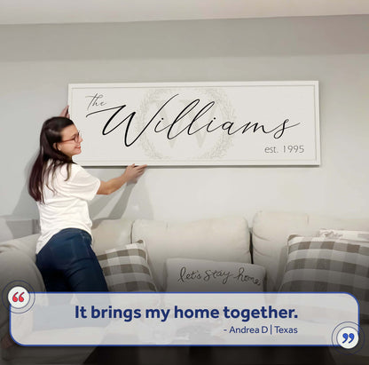 Family Sign XVI canvas by Tailored Canvases, large framed crafting canvas with elegant script on Tampa Home & Garden Store
