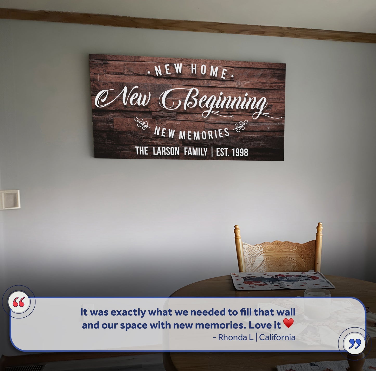 New Home Sign III canvas crafting sign with rustic wood texture by Tailored Canvases on Tampa Home & Garden Store