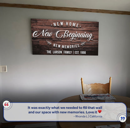 New Home Sign III canvas crafting sign with rustic wood texture by Tailored Canvases on Tampa Home & Garden Store