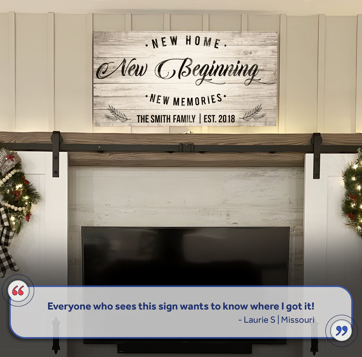 Canvas New Home Sign on white wood with black script New Beginning Tailored Canvases on Tampa Home & Garden Store