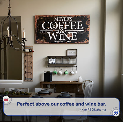 Canvas sign Coffee and Wine Sign III by Tailored Canvases with black copper finish on Tampa Home & Garden Store