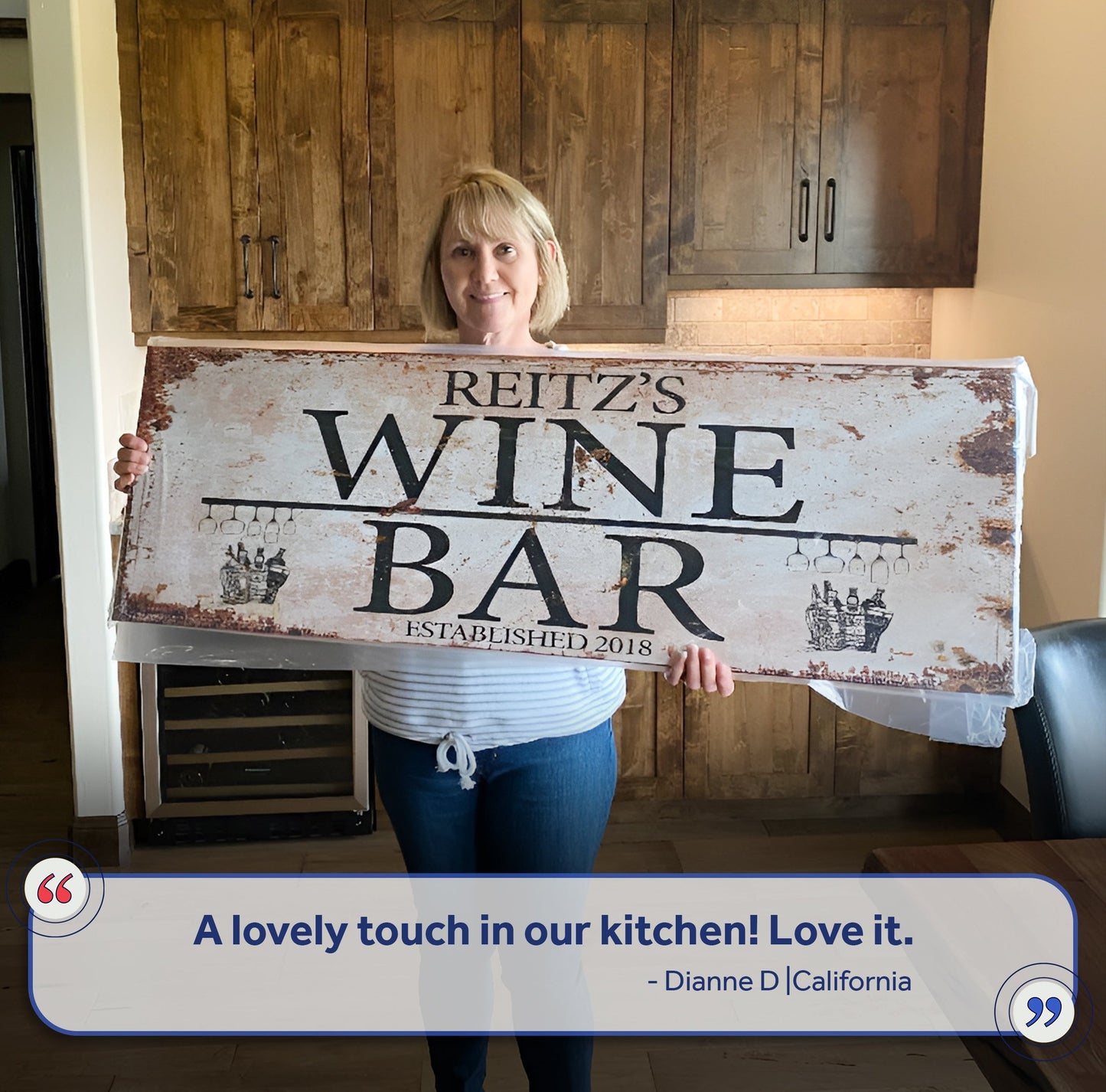Coffee and Wine Sign II canvas by Tailored Canvases, rustic sign read REITZ'S WINE BAR on Tampa Home & Garden Store