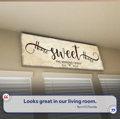 Home Sweet Home Sign VI canvas with distressed white wood background on Tampa Home & Garden Store