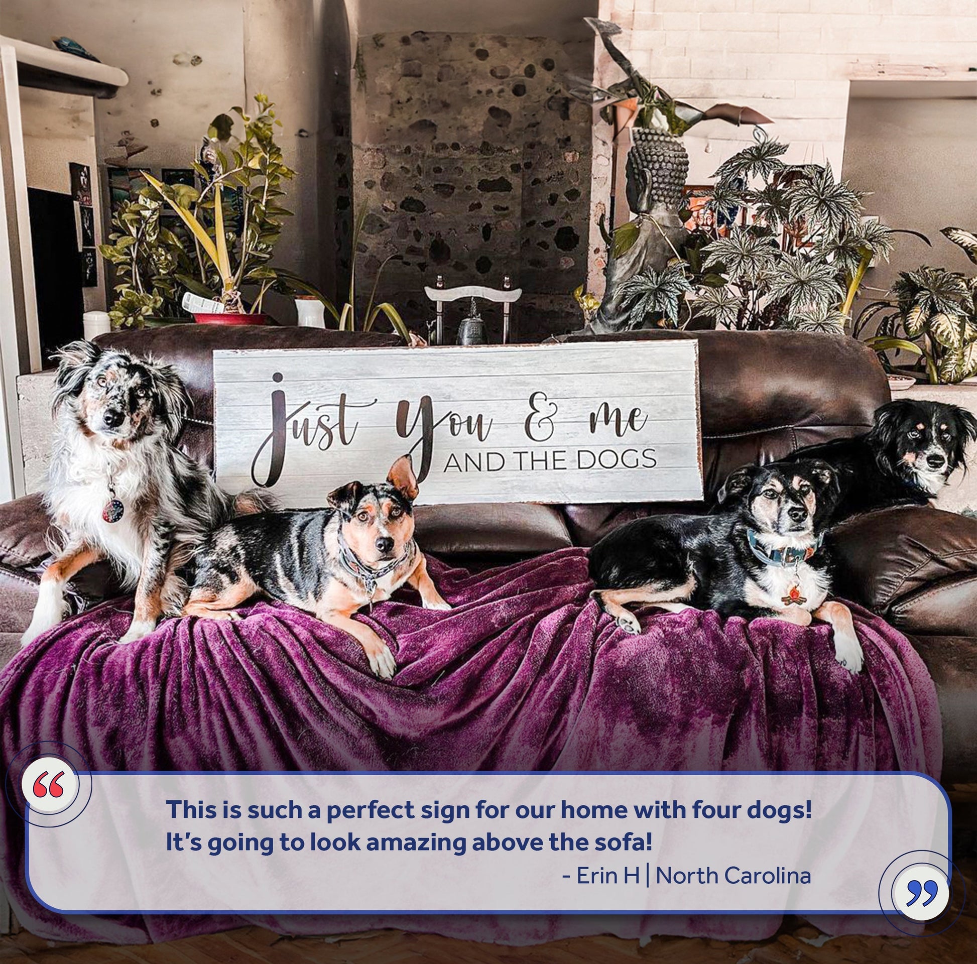 Just You, Me, And The Dogs Sign canvas by Tailored Canvases; crafting canvas for dog lovers on Tampa Home & Garden Store