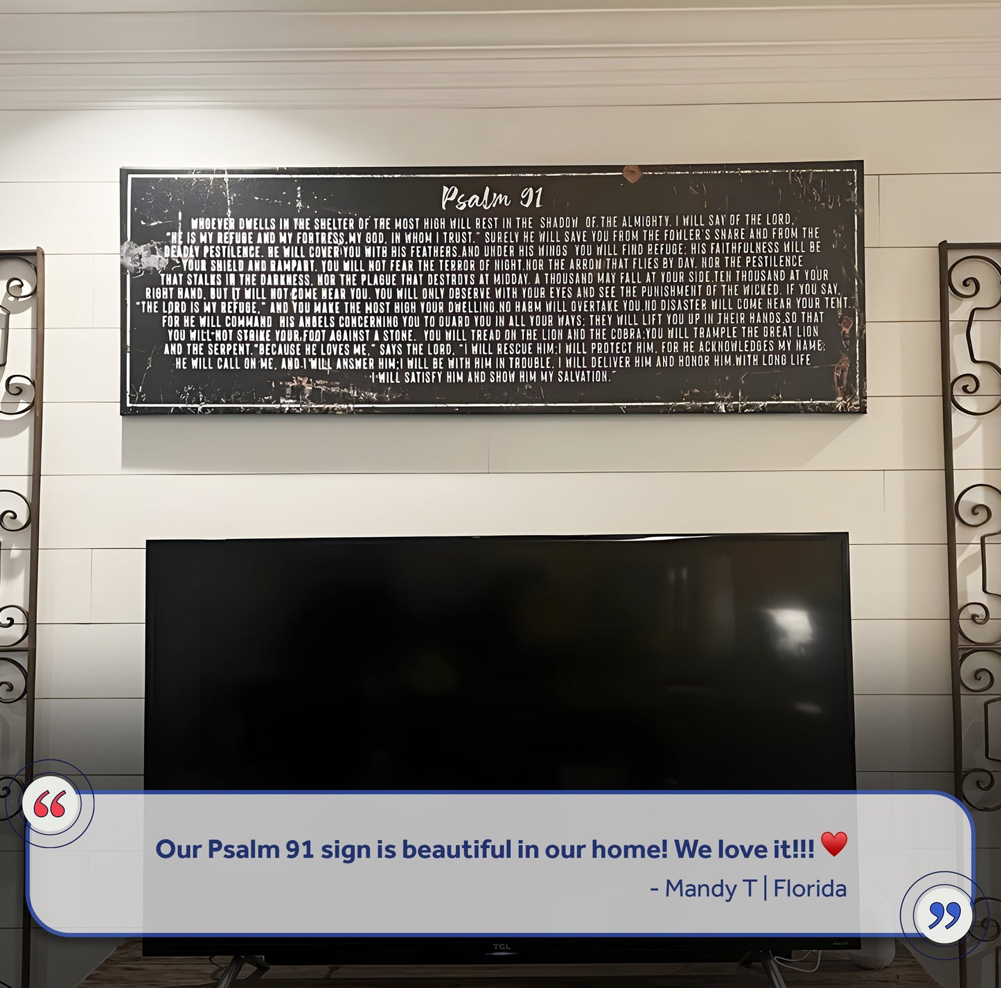 Canvas Tailored Canvases Psalm 91 He Is My Refuge Sign II with black and white scripture on Tampa Home & Garden Store