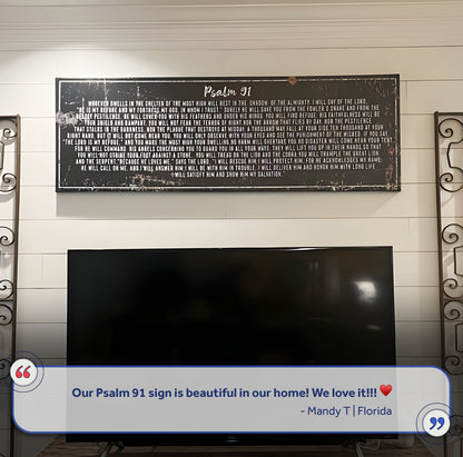Canvas Tailored Canvases Psalm 91 He Is My Refuge Sign II with black and white scripture on Tampa Home & Garden Store