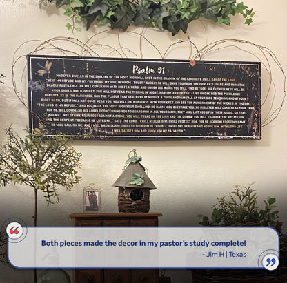 Psalm 91 canvas wall art sign with white scripture on black plaque Tailored Canvases on Tampa Home & Garden Store