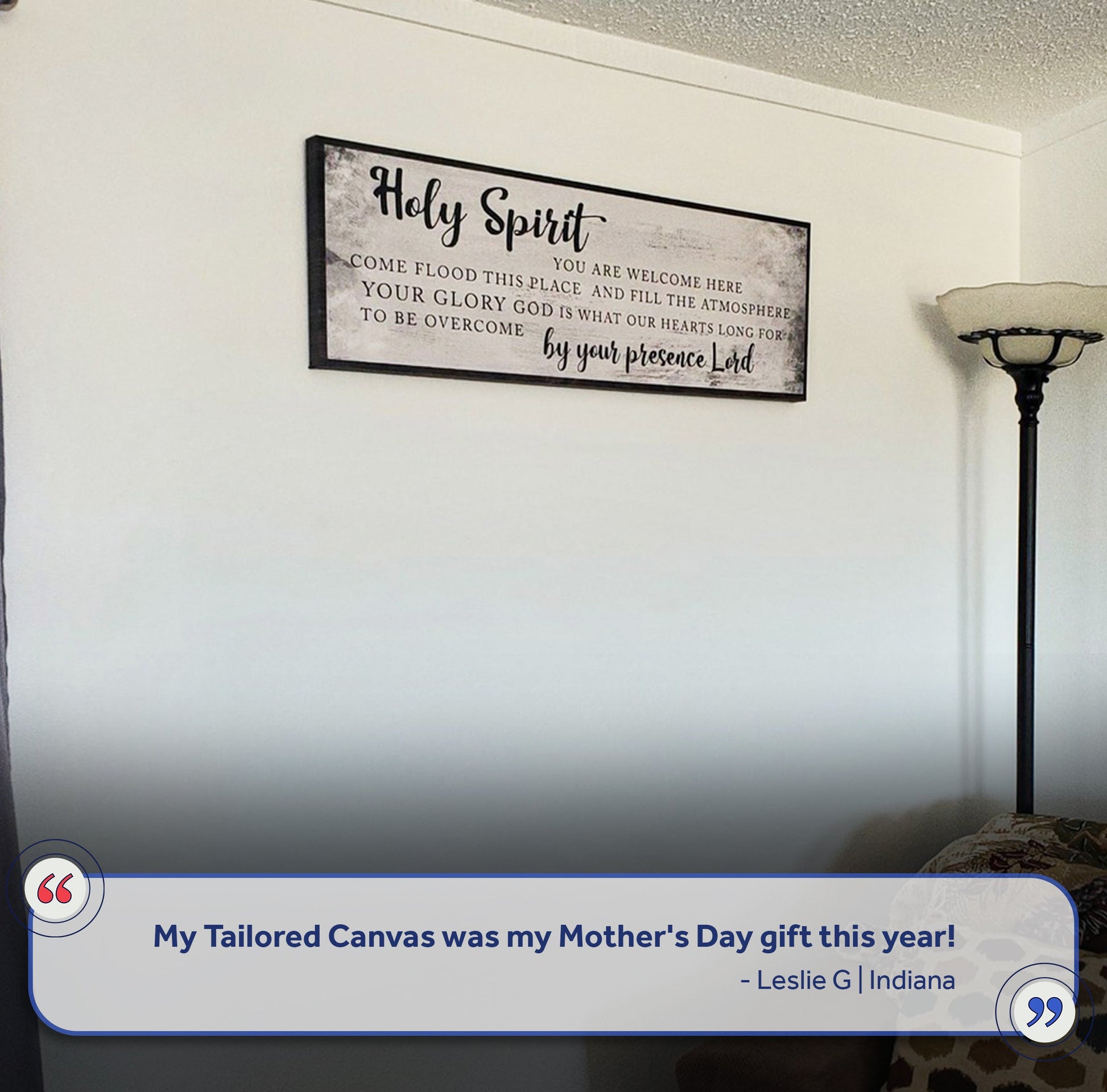 Holy Spirit You Are Welcome Here crafting canvas sign by Tailored Canvases, rustic look on Tampa Home & Garden Store