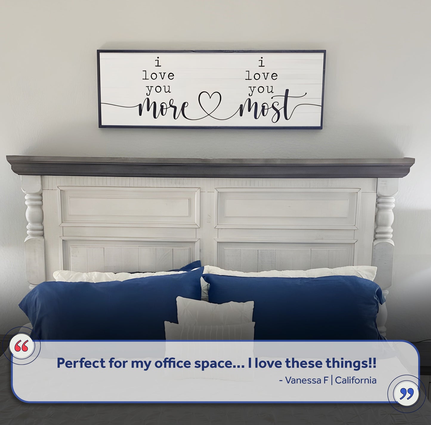 Canvas sign I Love You More I Love You Most by Tailored Canvases; white background with black typography and heart on Tampa Home & Garden Store
