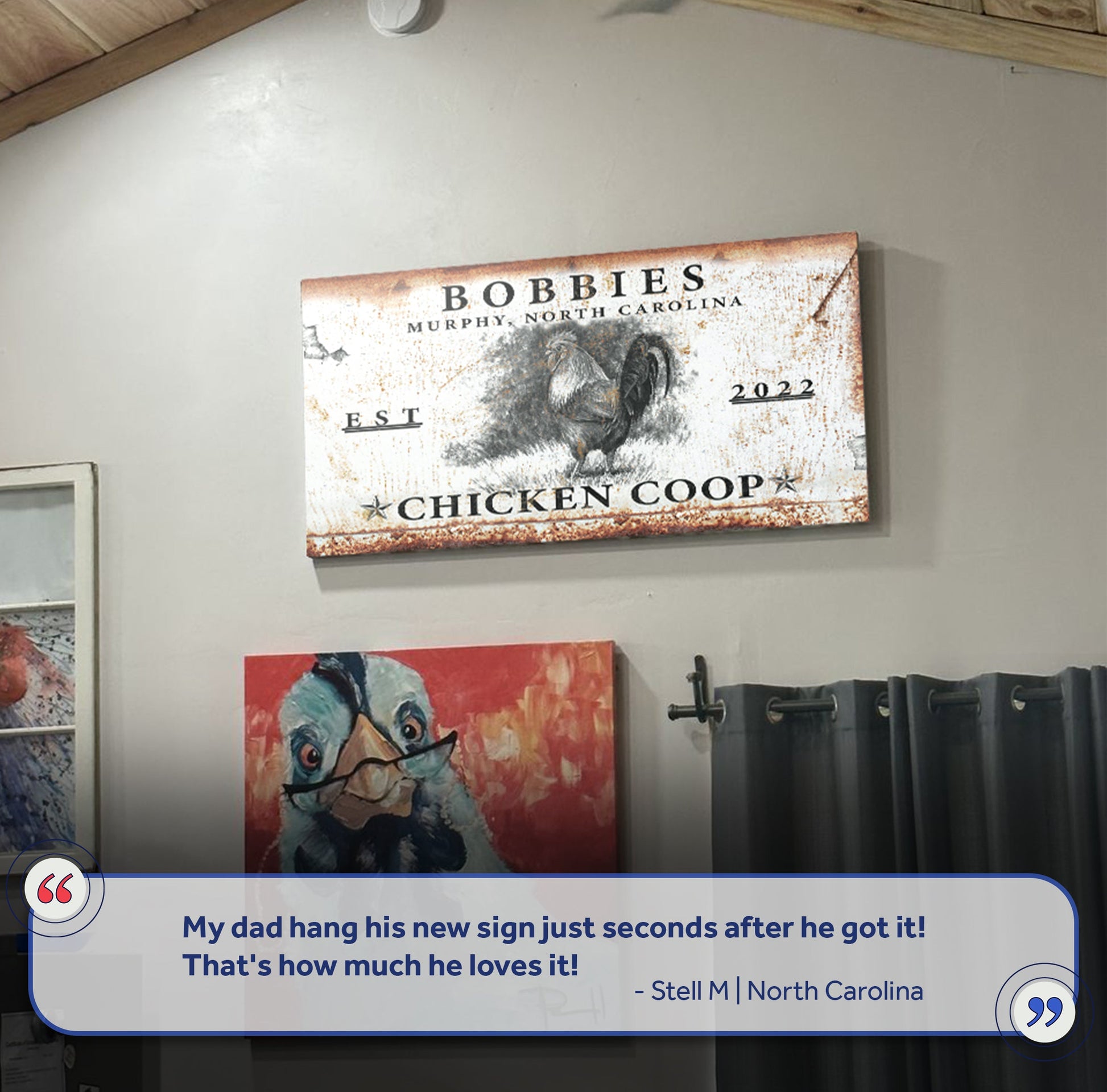 Chicken Coop Sign VI canvas Tailored Canvases rustic rooster illustration crafting canvas on Tampa Home & Garden Store