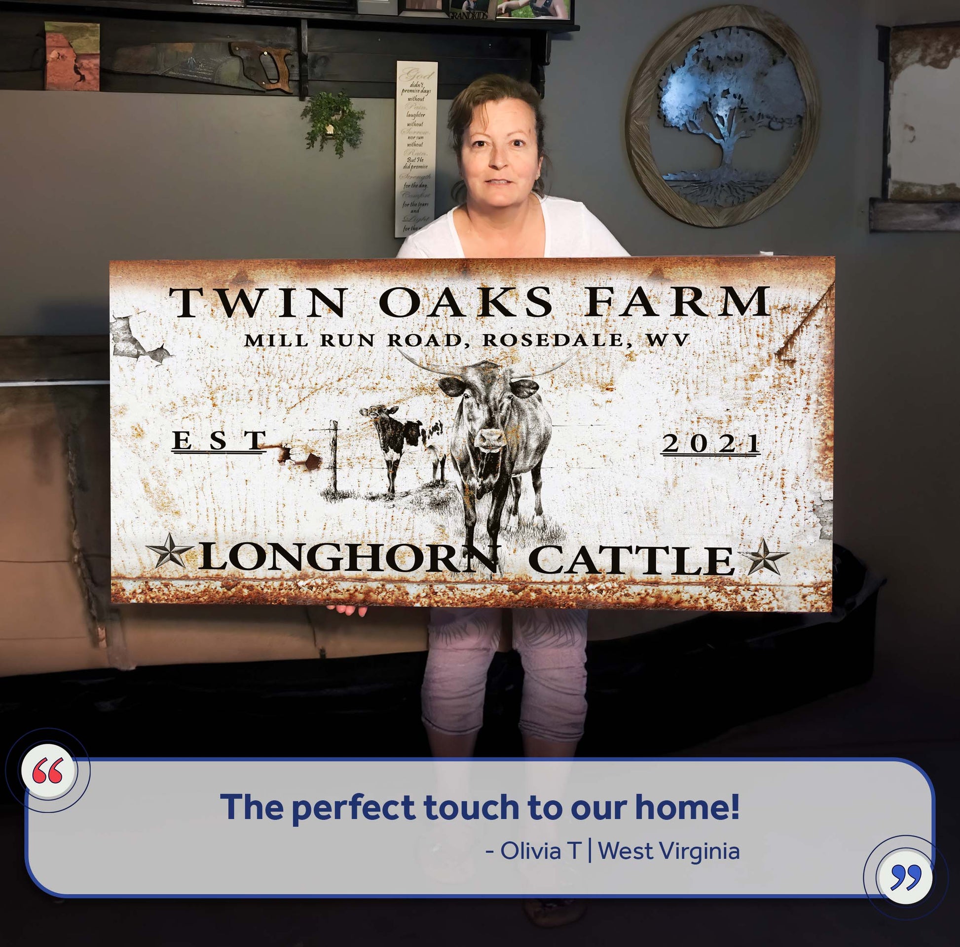 Longhorn Rustic Cattle Sign II canvas crafting sign by Tailored Canvases, rustic farm art on Tampa Home & Garden Store