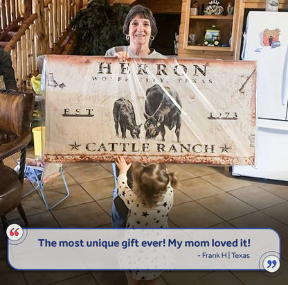 Angus Ranch Sign canvas by Tailored Canvases, rustic sign with cattle imagery on Tampa Home & Garden Store