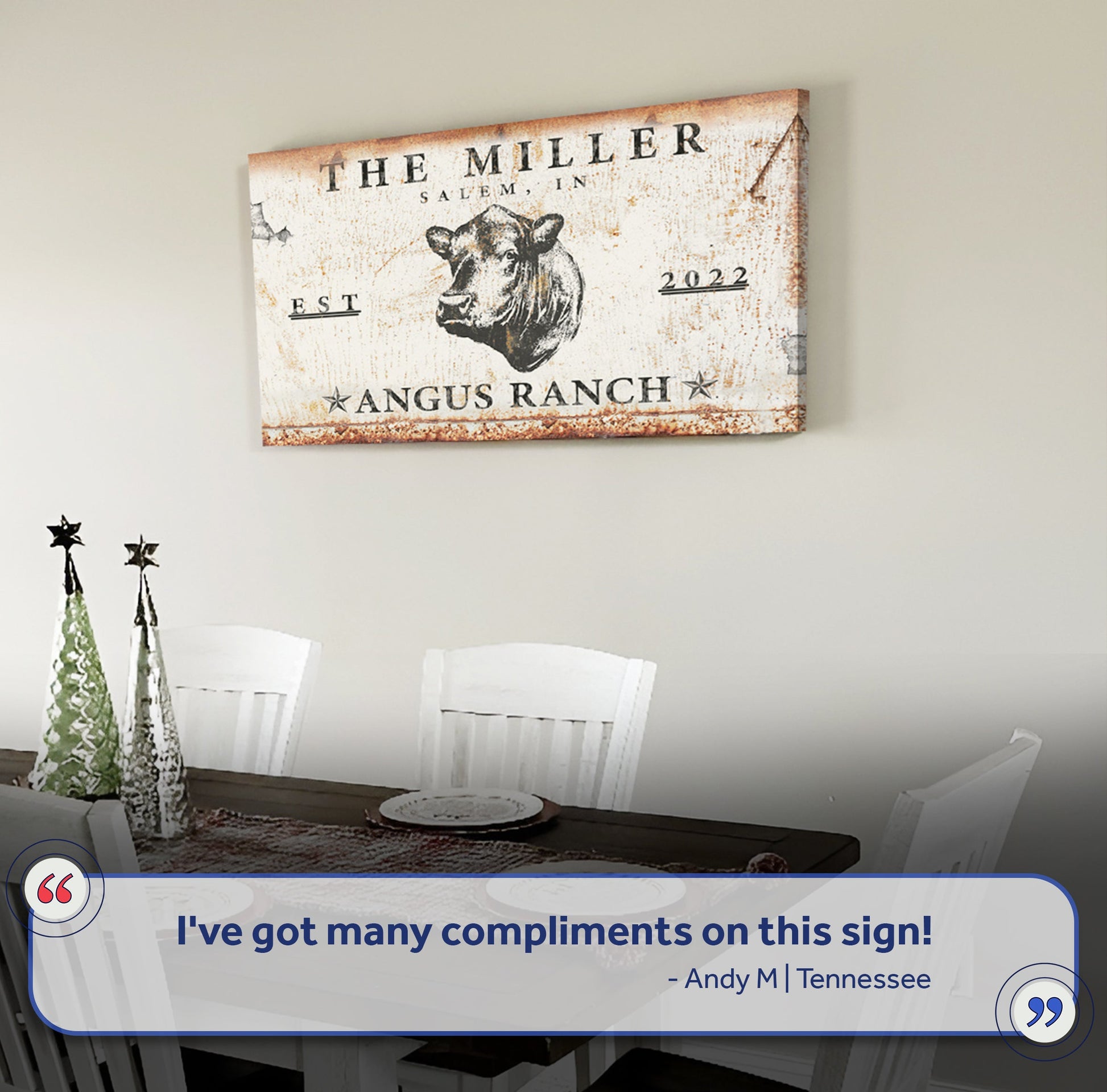 Angus Ranch Sign III canvas by Tailored Canvases with rustic weathered wood background on Tampa Home & Garden Store