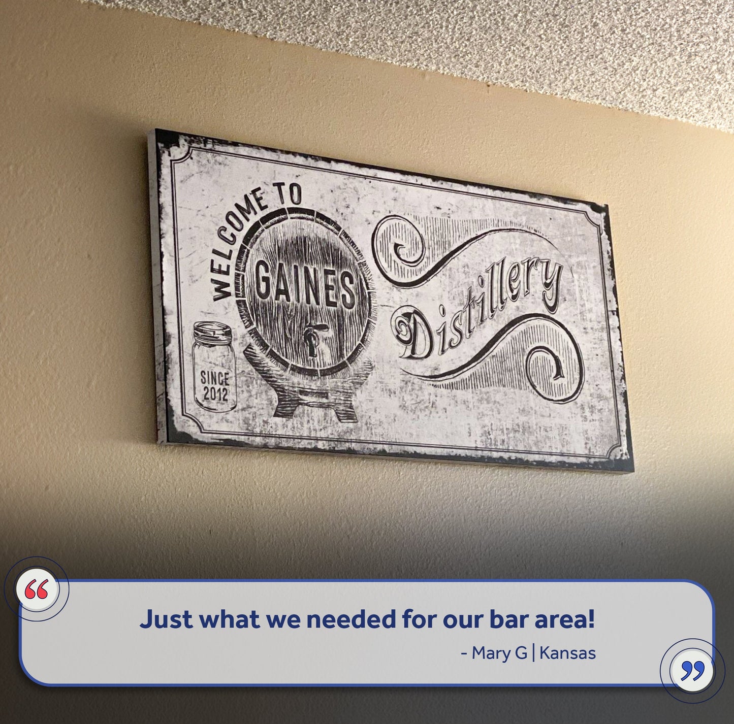 Bar Sign canvas by Tailored Canvases with vintage black and white design on Tampa Home & Garden Store